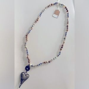 🌹exclusive!! Metal heart beaded necklace NWT